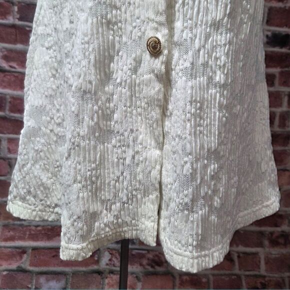 Seaside Resort Wear Vintage 90s Mini Dress Large Floral Ribbed Button Down - Picture 6 of 8